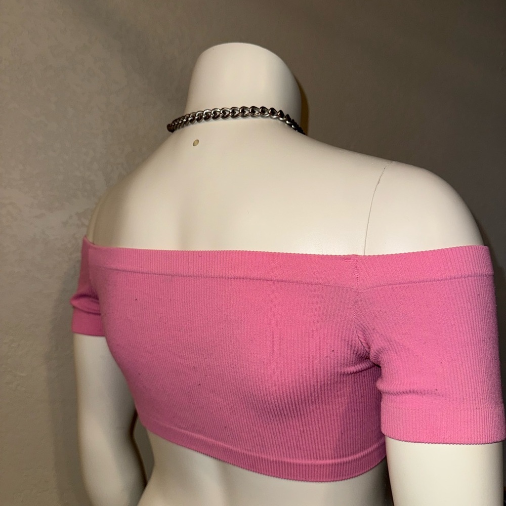 Pink Off-Shoulder Crop Top